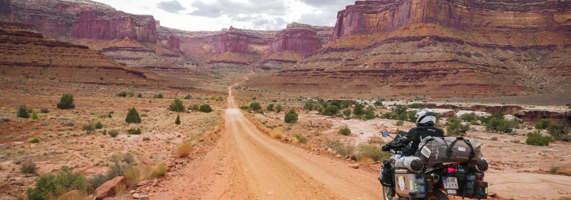 White Rim Road on a motorcycle