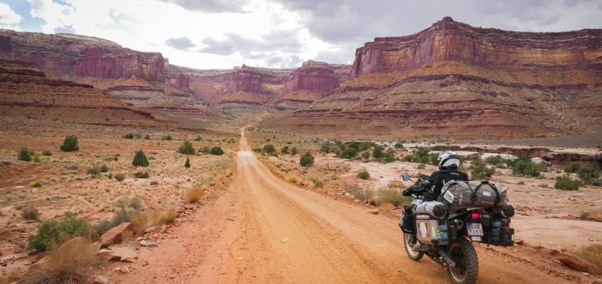 White Rim Road on a motorcycle