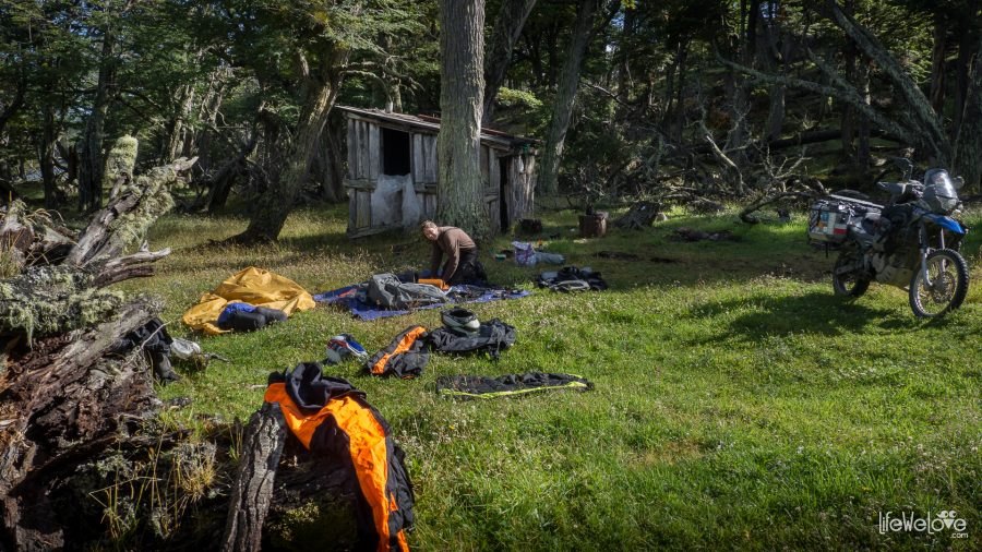 Motorbike Camping in a Forest