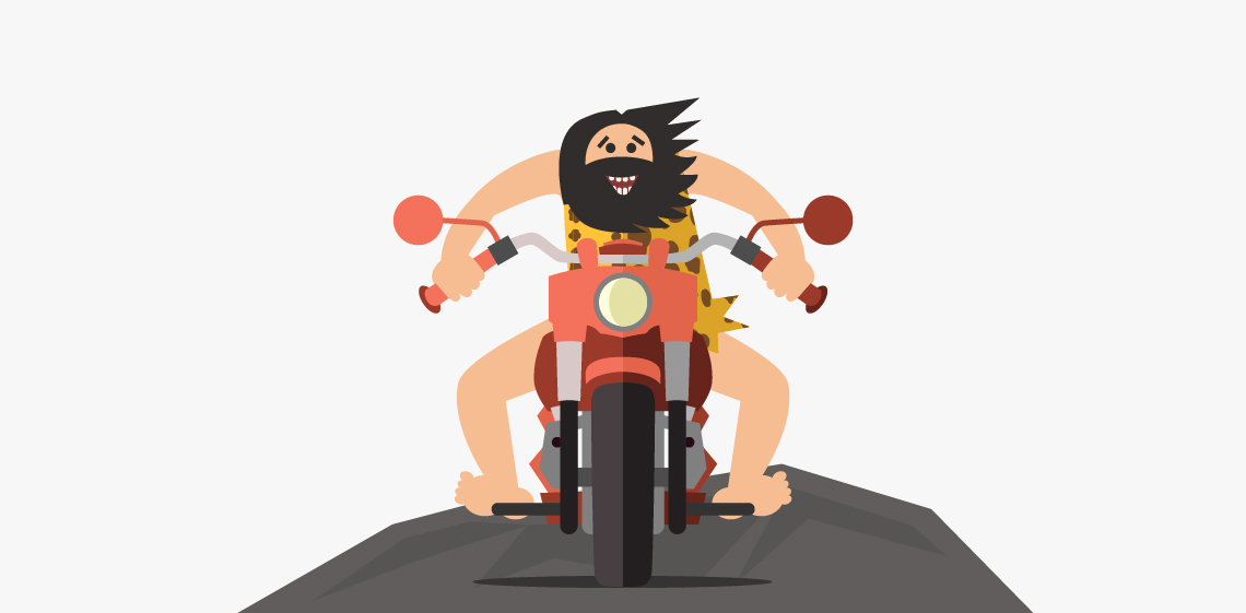 Illustration Caveman On A Bike Liwia Klich